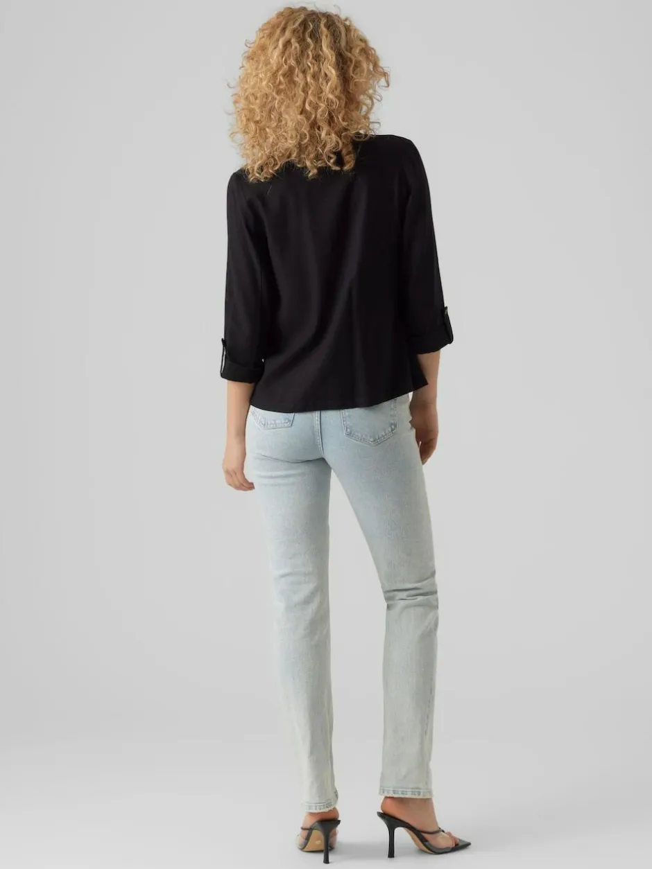 VERO MODA Linen Blend 3/4 Sleeve Jacket Black Outlet