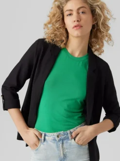 VERO MODA Linen Blend 3/4 Sleeve Jacket Black Outlet