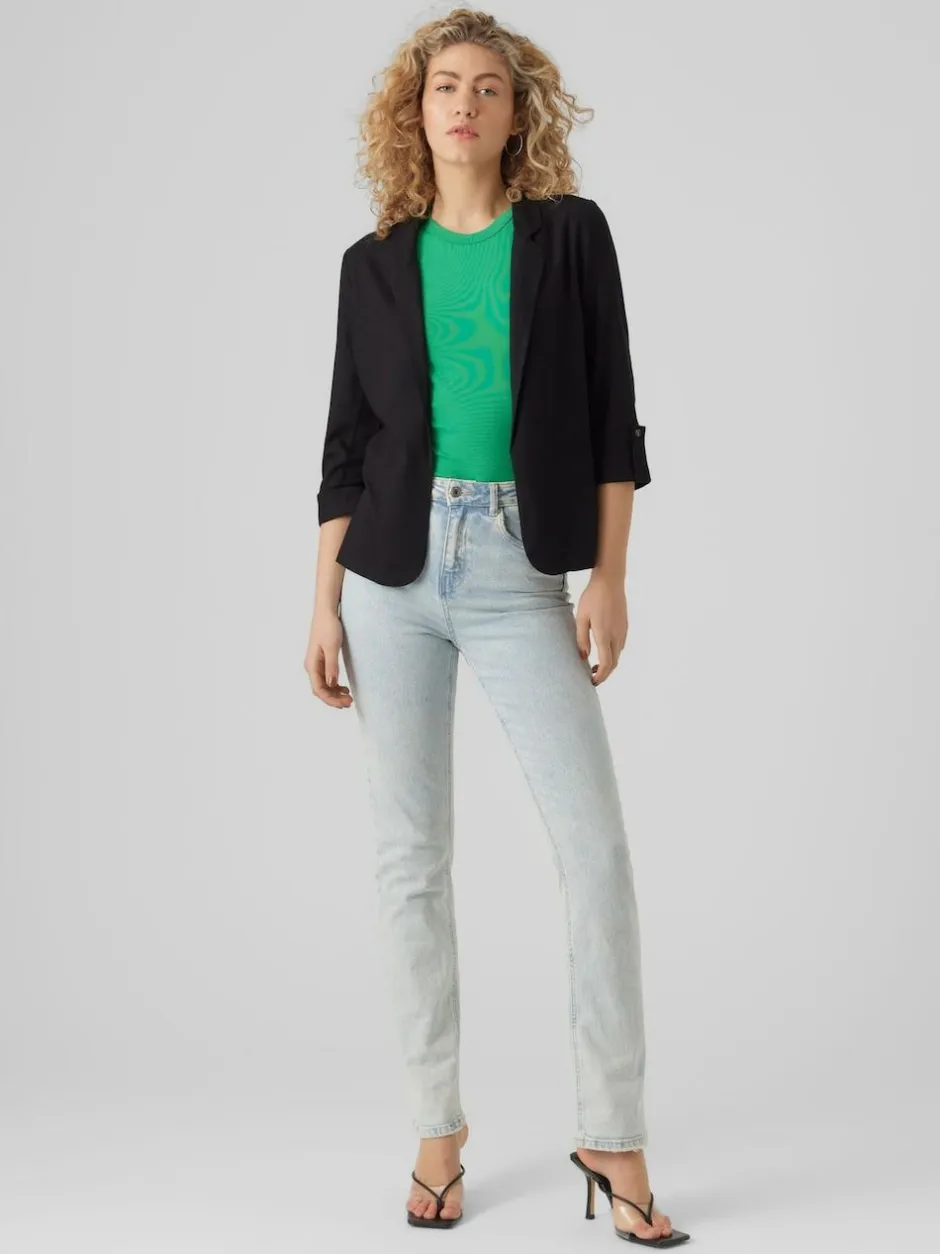 VERO MODA Linen Blend 3/4 Sleeve Jacket Black Outlet