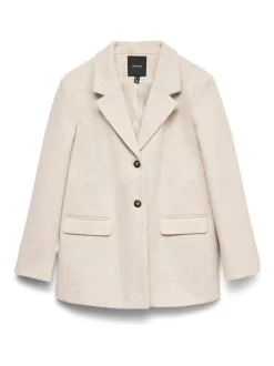 VERO MODA Cream Loose Felt Blazer Clearance