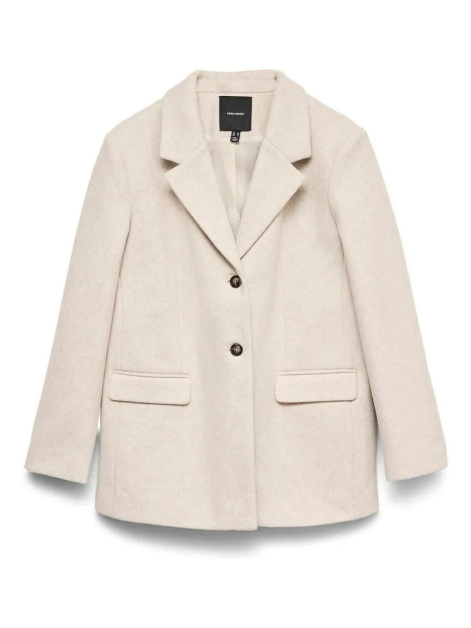 VERO MODA Cream Loose Felt Blazer Clearance