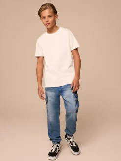 Next Cargo Jeans With Elasticated Waist (3-16yrs) Vintage Blue Sale