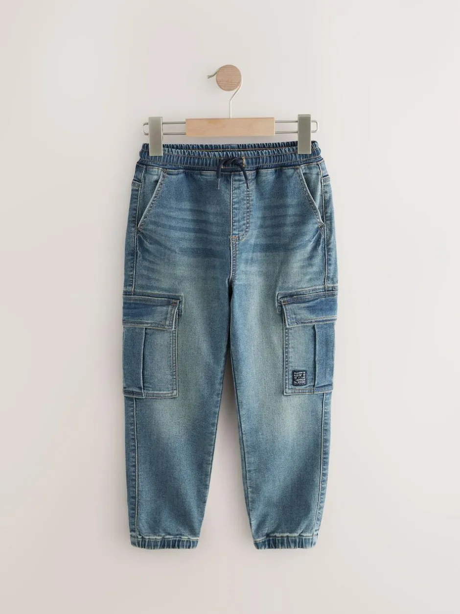 Next Cargo Jeans With Elasticated Waist (3-16yrs) Vintage Blue Sale