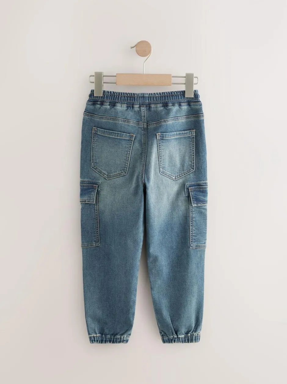 Next Cargo Jeans With Elasticated Waist (3-16yrs) Vintage Blue Sale
