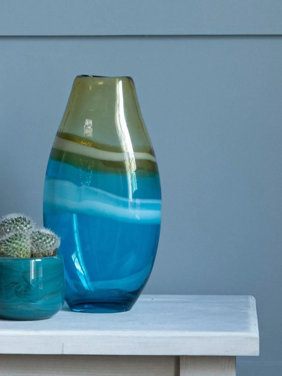 Voyage Maison Aqua Thorin Hand-Blown Glass Vase New