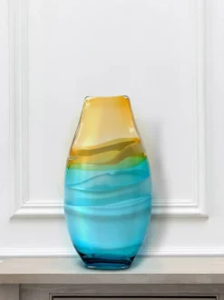 Voyage Maison Aqua Thorin Hand-Blown Glass Vase New