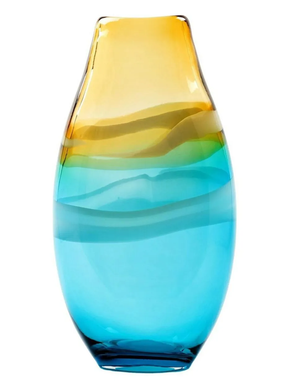 Voyage Maison Aqua Thorin Hand-Blown Glass Vase New