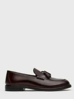 Walk London Brown Leather Putney Tassel Loafers Online