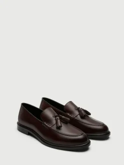 Walk London Brown Leather Putney Tassel Loafers Online