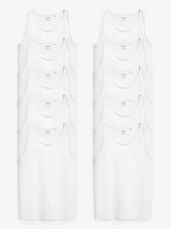 Next White 100% Cotton Layering Vests 10 Pack