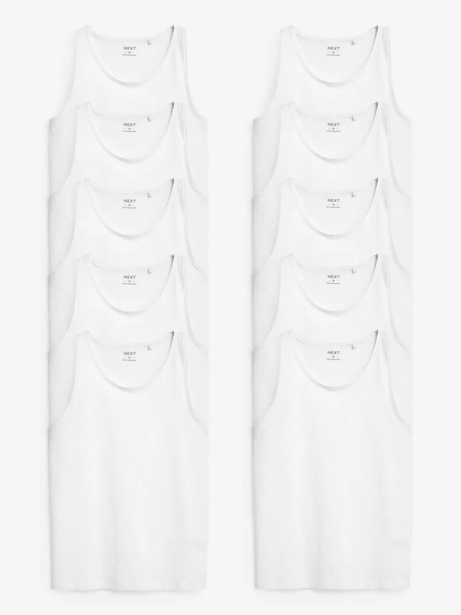Next White 100% Cotton Layering Vests 10 Pack
