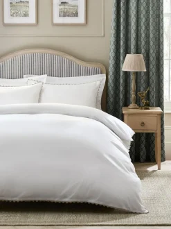Next White 100% Cotton Ric Rac Scallop Edge Duvet Cover and Pillowcase Set Best