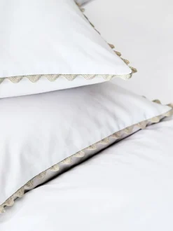 Next White 100% Cotton Ric Rac Scallop Edge Duvet Cover and Pillowcase Set Best
