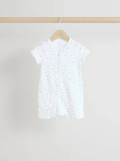 Next White 100% Cotton Two Way Zip Romper Sleepsuits 3 Pack (0mths-3yrs) Best