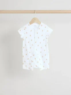 Next White 100% Cotton Two Way Zip Romper Sleepsuits 3 Pack (0mths-3yrs) Best