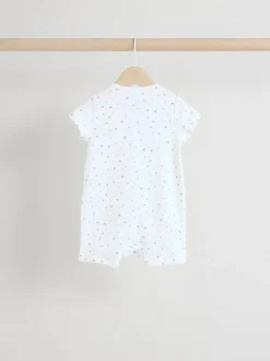 Next White 100% Cotton Two Way Zip Romper Sleepsuits 3 Pack (0mths-3yrs) Best