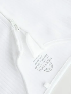 Next White 100% Cotton Two Way Zip Baby Footless Sleepsuits 3 Pack (0mths-2yrs) Online