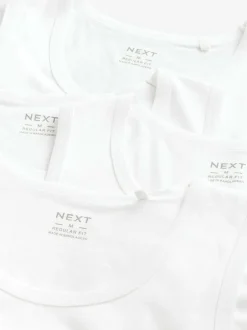 Next 100% Cotton Vests 4 Pack White Clearance