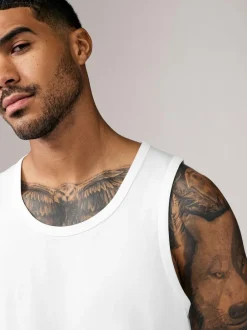 Next 100% Cotton Vests 4 Pack White Clearance