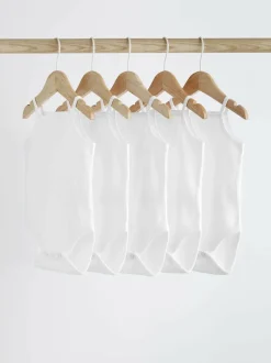Next White 5 Pack Baby Strappy Bodysuits Hot