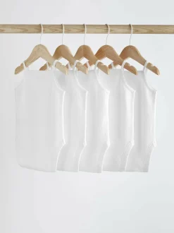 Next White 5 Pack Baby Strappy Bodysuits Hot