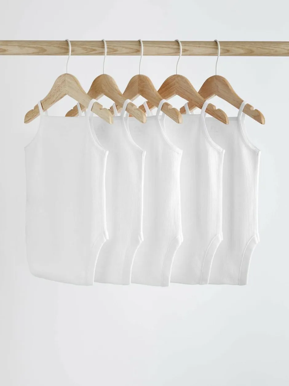 Next White 5 Pack Baby Strappy Bodysuits Hot