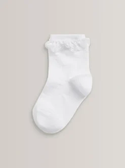 Next White 5 Pack Cotton Rich Ruffle Ankle Socks Sale