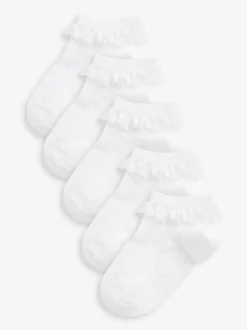 Next White 5 Pack Cotton Rich Ruffle Trainer Socks Online