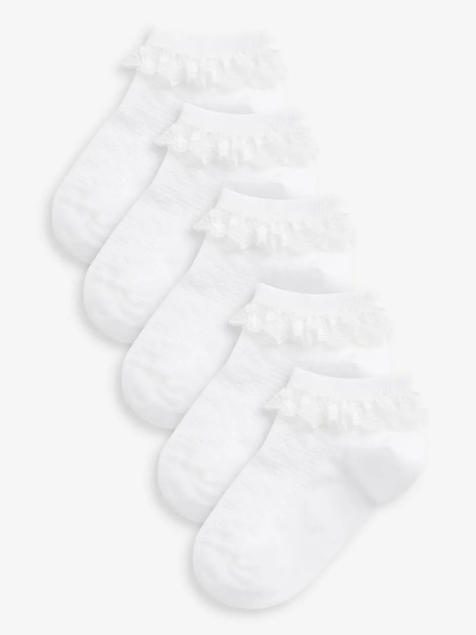 Next White 5 Pack Cotton Rich Ruffle Trainer Socks Online