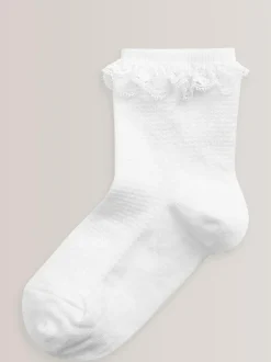 Next 2 Pack Cotton Rich Ruffle Ankle Socks White Best