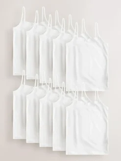 Next White 10 Pack Elastic Strappy Cami Vests (1.5-16yrs) Hot
