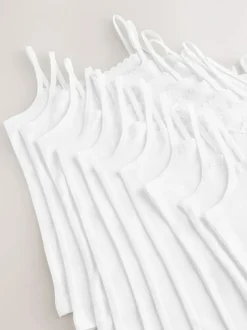 Next White 10 Pack Elastic Strappy Cami Vests (1.5-16yrs) Hot