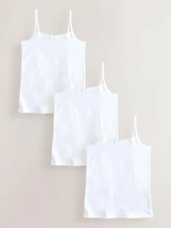 Next White 3 Pack Elastic Strappy Cami Vests (1.5-16yrs) Hot
