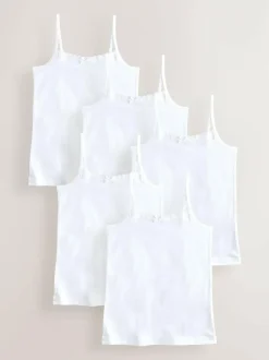 Next White 5 Pack Elastic Strappy Cami Vests (1.5-16yrs) New