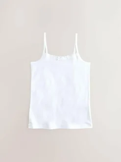 Next White 5 Pack Elastic Strappy Cami Vests (1.5-16yrs) New