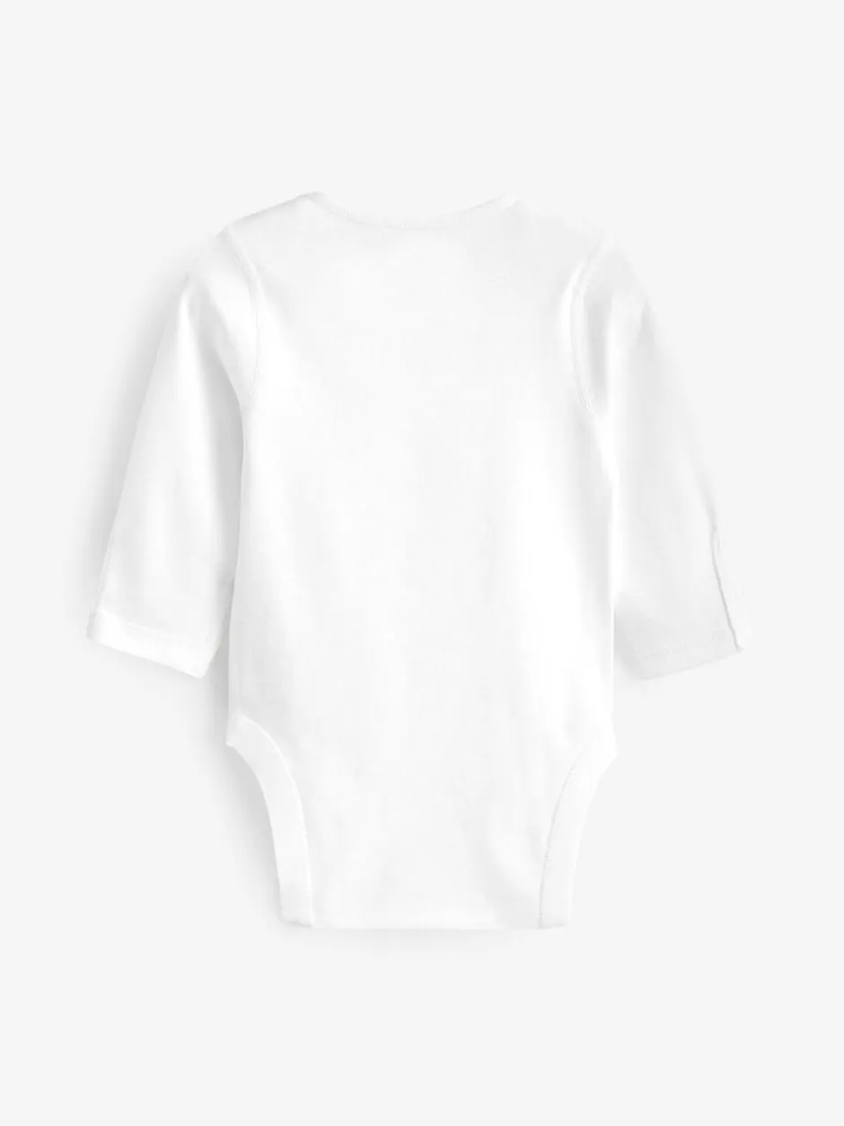 Next White 3 Pack Kind To Skin Long Sleeve Baby Bodysuits