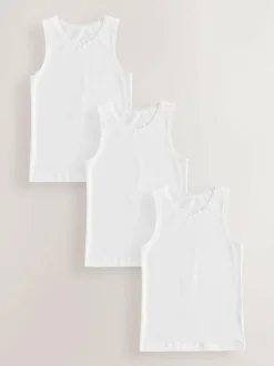 Next White 3 Pack Lace Trim Vest (1.5-16yrs) Hot