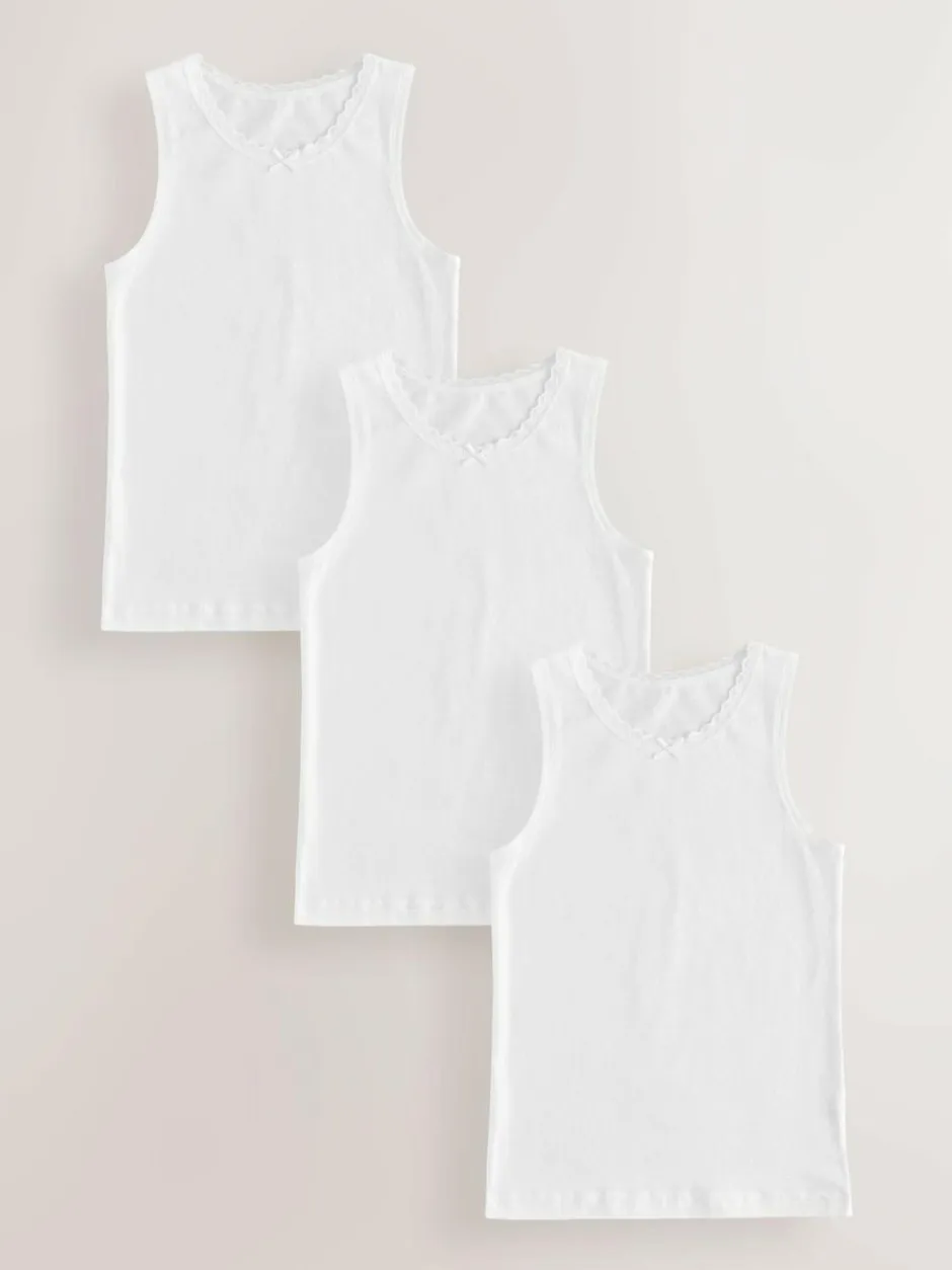 Next White 3 Pack Lace Trim Vest (1.5-16yrs) Hot