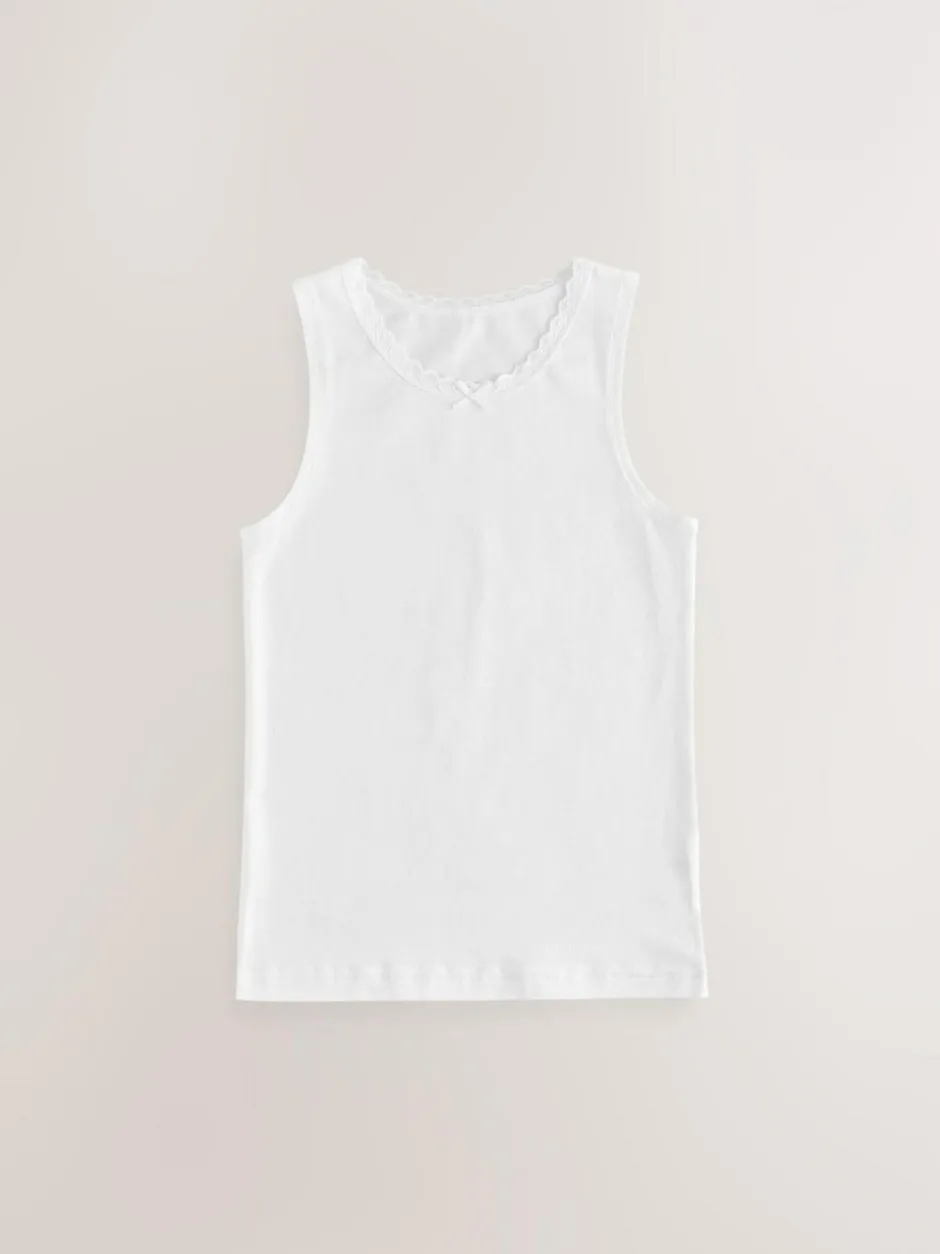 Next White 3 Pack Lace Trim Vest (1.5-16yrs) Hot