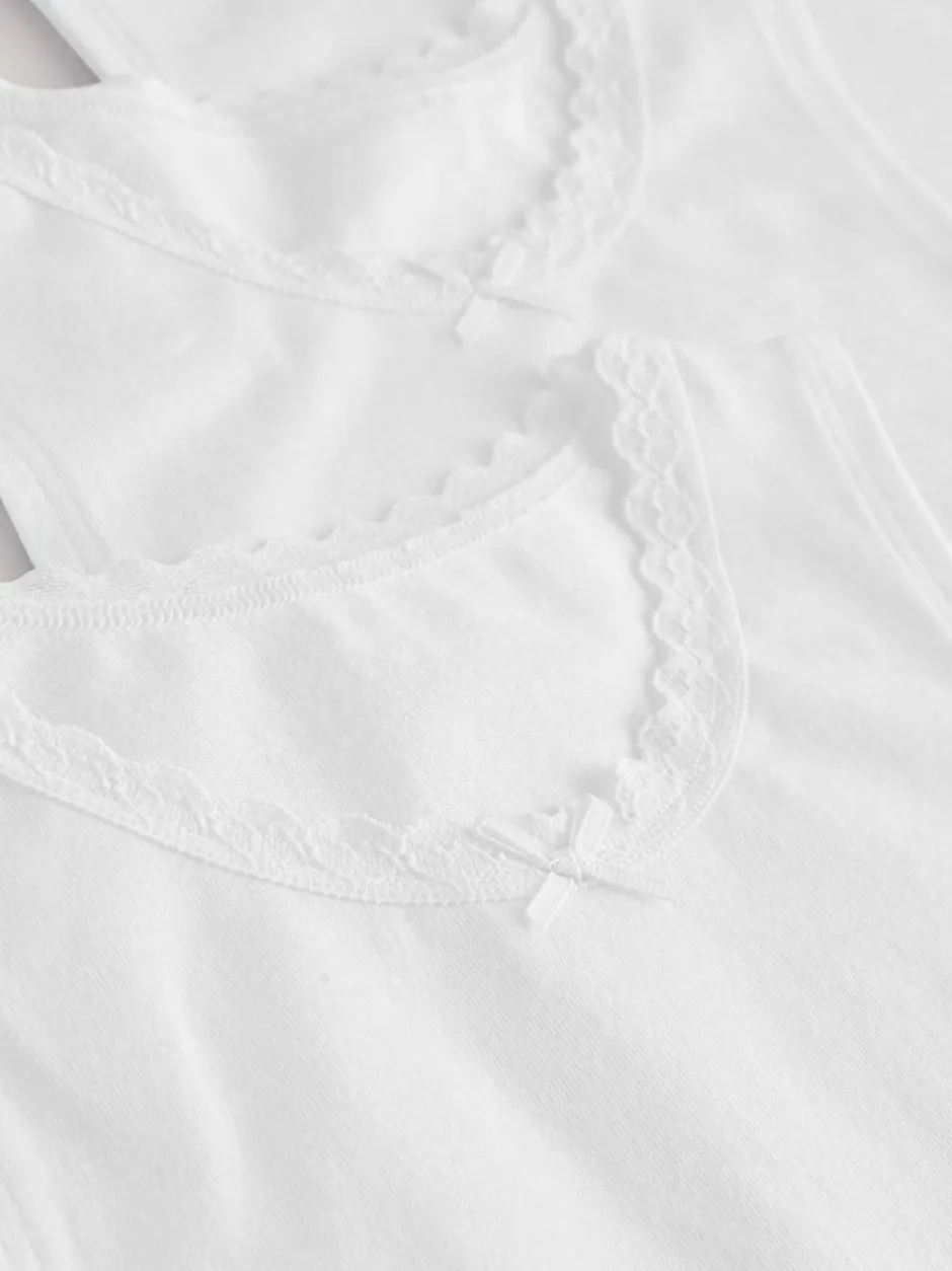 Next White 3 Pack Lace Trim Vest (1.5-16yrs) Hot