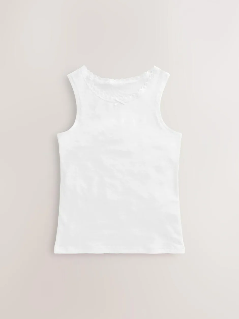 Next White 10 Pack Lace Trim Vest (1.5-16yrs) Sale