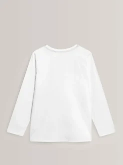 Next 2 Pack Long Sleeve T-Shirts (3-16yrs) White New