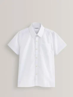 Next White 2 Pack Short Sleeve Stretch School Shirts (3-16yrs)