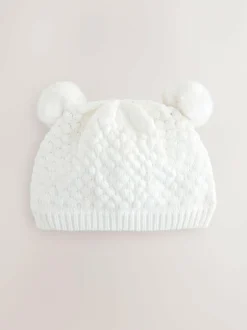 Next White Baby Double Pom Knitted Hat (0mths-2yrs) Best