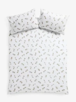 Next White Bertie Bear and Rosie Rabbit Fitted Sheet and Pillowcase Set New
