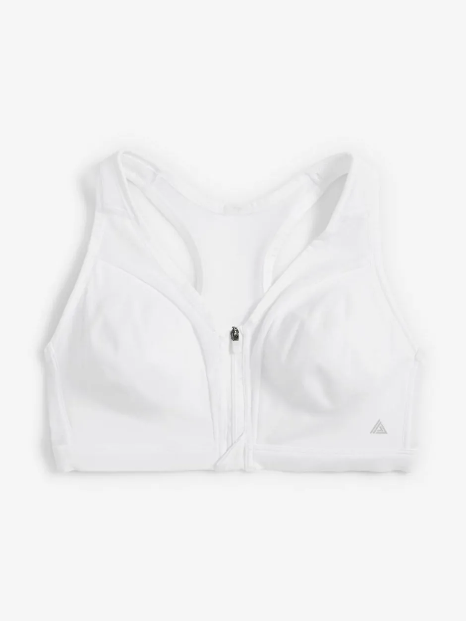 Next B-GG Active Sports High Impact Dry Tech Zip Front Bra White Hot