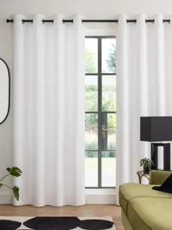 Next White Blackout/Thermal Cotton Eyelet Curtains
