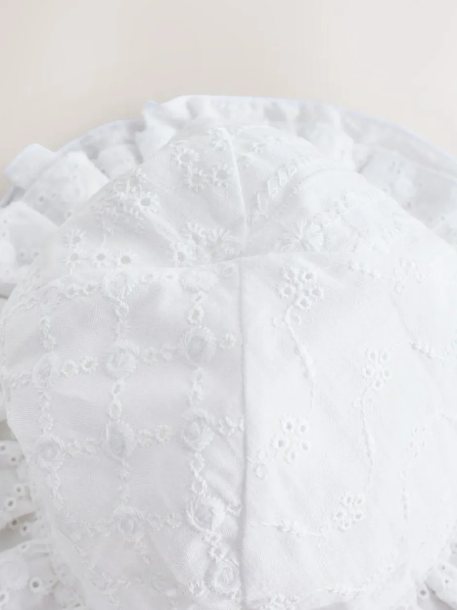 Next White Broderie Bucket Baby Hat (0mths-2yrs) New