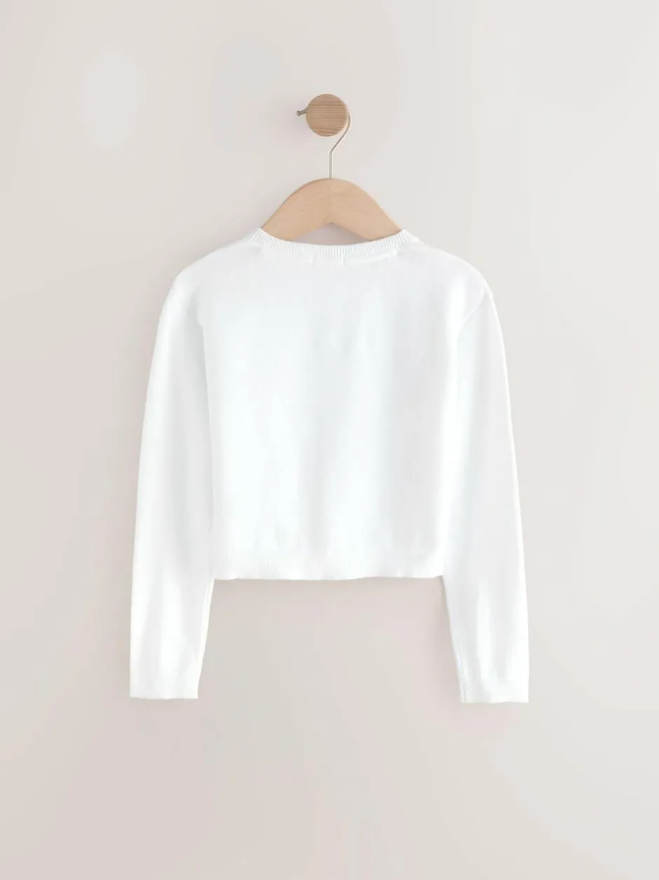 Next Button Up Cardigan 3yrs-16yrs (3mths-16yrs) White New