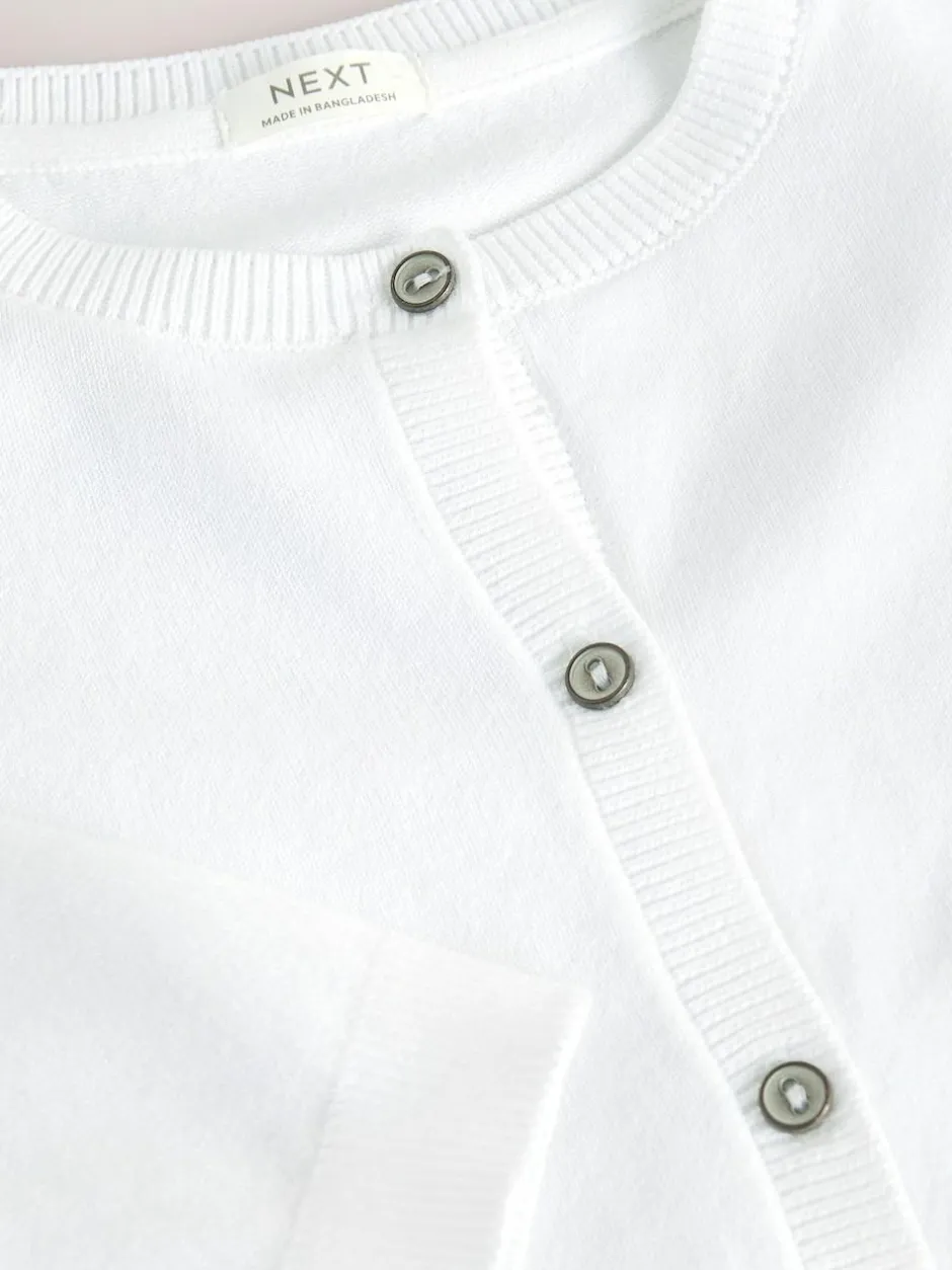 Next Button Up Cardigan 3yrs-16yrs (3mths-16yrs) White New